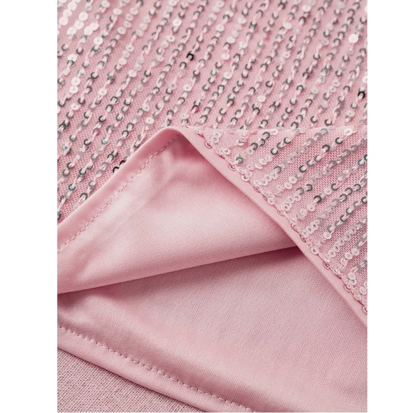 All Over Sequin Pink V-Neck Cami Top - Picture 4 of 5